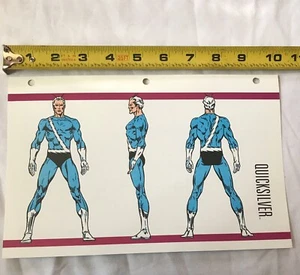 RARE Vintage X-Men Character QUICKSILVER Power Rating Bio Comic Sheet Card - Picture 1 of 2