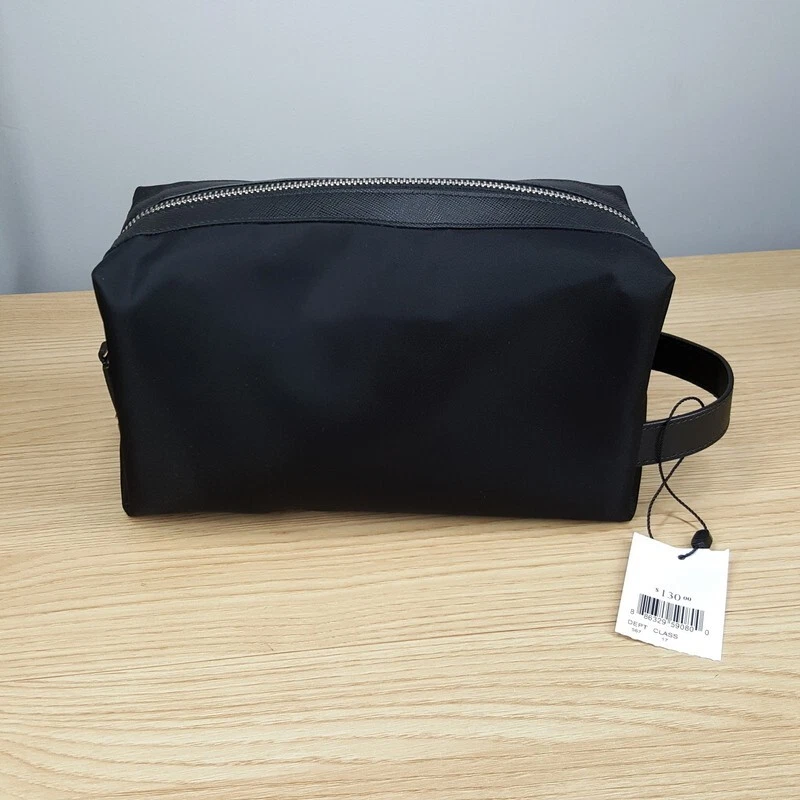 The Men's at Bloomingdale's Leather Toiletry Bag Unisex Black Zip Closure