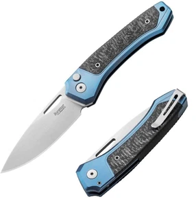LionSTEEL Twain Folding Knife 3.13" CPM MagnaCut Steel Blade Titanium/CF Handle - Picture 1 of 12