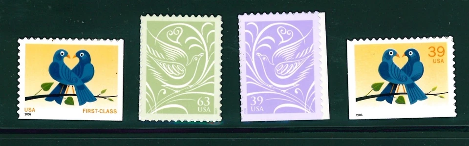 US Scott # 3976, 3998, 3999, & 4029 Wedding & Love Birds Issue - Image 1 of 1