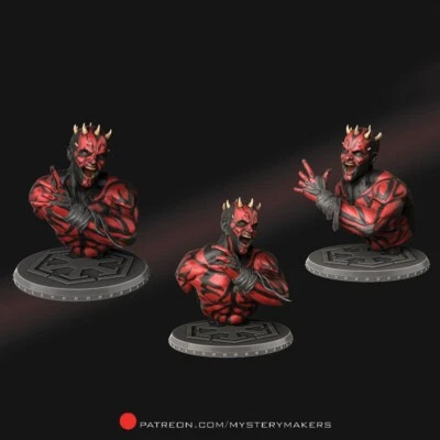 Custom 3D Printed DARTH MAUL BUST with Stand Replica Prop (Painted) - Image 1 of 4