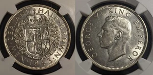 New Zealand 1943 Half Crown 1/2 Cr KM# 11 NGC AU58 aUNC #2276 - Picture 1 of 7