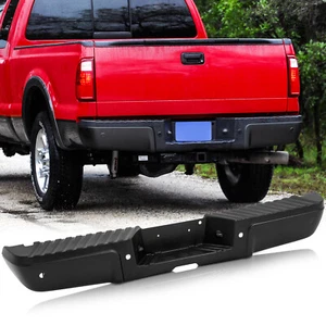 Black Primer Rear Step Bumper For 2008-2016 Ford F250 F350 F450 W/ Sensor Holes - Picture 1 of 7