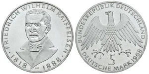 ALEMANIA 5 marcos plata 1968 S/C Mark Friedrich Wilhelm Raiffeisen - Imagen 1 de 1