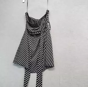 Express Women Dress Large Black Striped Strapless A Line Knee Length NWT - Picture 1 of 12