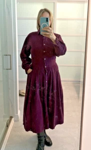 Wine/Burgandy Aline Toussant Corduroy Drop Waist Dress sz 8 - Bild 1 von 6