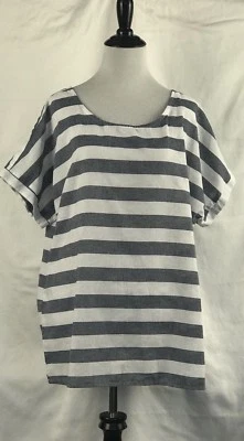Para mujeres Manga Corta Verano Rayas Camiseta Informal Blusa Cuello Redondo Camisa Prendas para el torso Foto 1 de 4