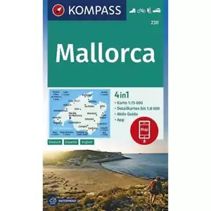 Spain Mallorca Majorca Kompass map 230 hiking, cycling, climbing driving + guide - Picture 1 of 2