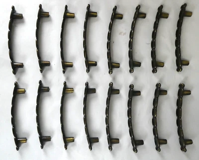 8 Antique Brass & Black Vintage Drawer Pulls 3" Center 2 Lots Available - Image 1 of 4