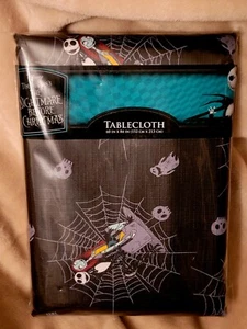 NEW Disney Nightmare Before Christmas Vinyl Tablecloth Jack & Sally 60x84” NWT - Picture 1 of 2