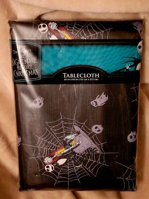NEW Disney Nightmare Before Christmas Vinyl Tablecloth Jack & Sally 60x84” NWT - Image 1 of 2