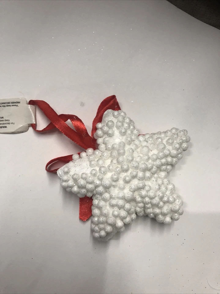 4x White Christmas Pearl Beads Baubles 8cm Ball Tree Hanging Ornament Decoration