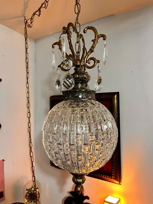 Crystal Swag Haning  lamp, antique Crystal pendalogues. Roughly 21 inches.  - Image 1 of 3