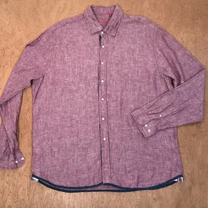 Report Collection Shirt Men XL 100% Linen Button Down Purple Classic Old Money - Picture 1 of 16