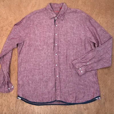 Report Collection Shirt Men XL 100% Linen Button Down Purple Classic Old Money - Image 1 of 4