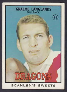 SCANLENS 1968 B DRAGONS GRAEME LANGLANDS NO.28 - Picture 1 of 2