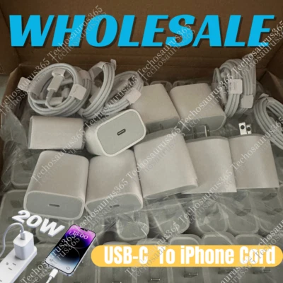 Lote Cable Cargador Pared Rápido Adaptador de Corriente USB C 20W Cable Para Apple iPhone iPad Foto 1 de 4