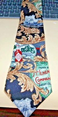 Spicy TABASCO HOT SAUCE Mens Neck Tie 100% Silk Made USA McIlhenny Floral Unique - Image 1 of 3