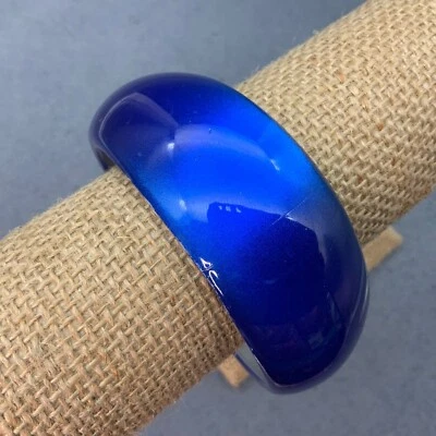 Brazalete Brazalete Azul Zafiro Grueso Asimétrico Retro Forro Plateado Foto 1 de 4