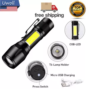 Super Bright LED Tactical Flashlight Torch Zoomable With Rechargeable Battery - Picture 1 of 10