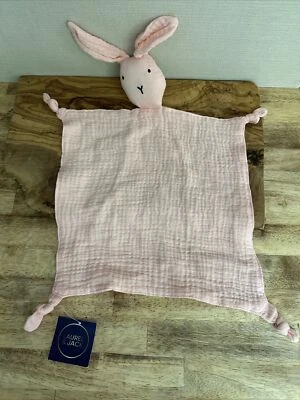 Laurel & Jack Lomo Toalla Calmante Bebé Rosa Conejito Lovey Muselina Algodón Orgánico Foto 1 de 4