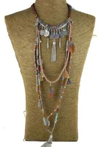 Collar Largo Gitano Declaración Vintage Joyería Étnica Collar Boho Collar Tribal - Imagen 1 de 12