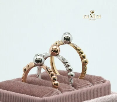 14K Gold Eternity Ring, Eternity Band Natural Diamoinds, Handmade - Image 1 of 4