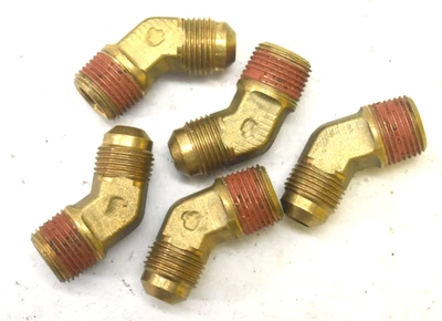 Lot of 5 Parker Flare Fittings Brass 3/8" x 1/4" Adapter Threaded Fittings - Image 1 of 4