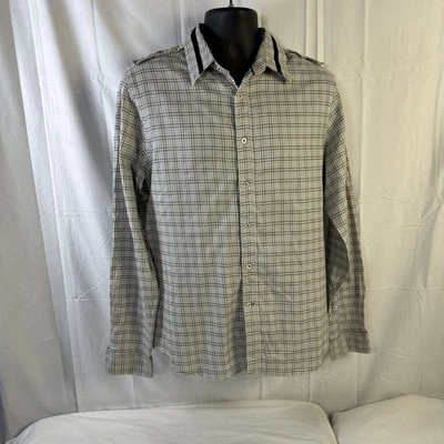Camisa Guess Los Angeles 1981 para hombre negra y gris a cuadros con botones talla L Foto 1 de 4