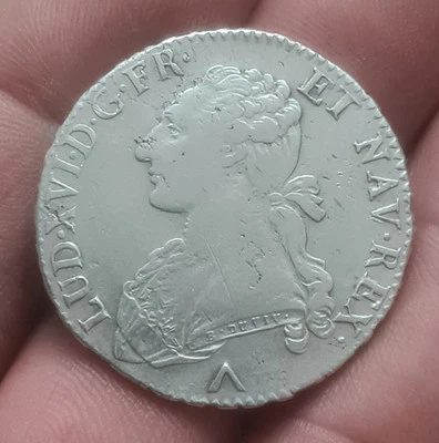 1/2 Ecu Buste Habillé Louis XVI 1779 W Lille Argent  Rare - Photo 1/2