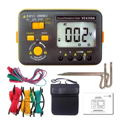 Probador de medidor de resistencia a tierra VC4105A, probador de medidor de conexión a tierra para tierra... Foto 1 de 4