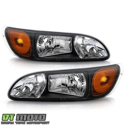2008-2013 Peterbilt 325/384/386 Truck Black Headlights Headlamps Pair Left+Right - Image 1 of 4