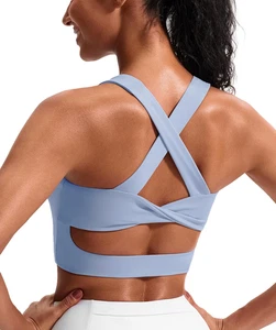 Sports Bras for Women Criss-Cross Back Padded Workout Tank Tops Medium Support C - Picture 1 of 35