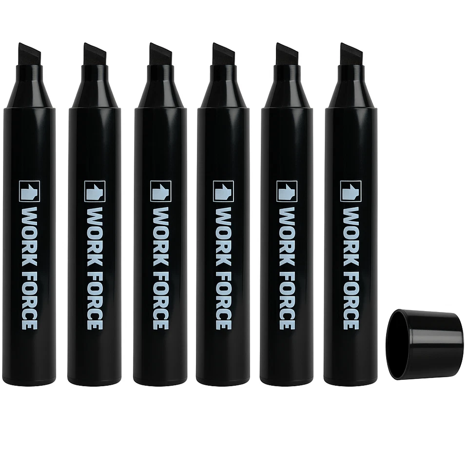 6 x BLACK Pentel N50XL Jumbo Permanent Marker Chisel Point N50XLA - image 1 of 4