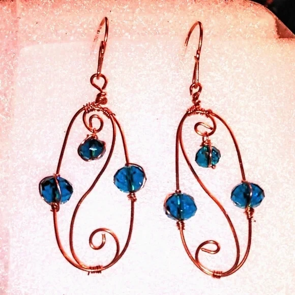 pendientes pendientes de cobre hechos a mano, pendientes de joyería artesanal y artesanal Foto 1 de 1