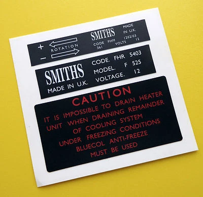 SCREENPRINTDIGITAL MGB Vintage Antigua Caja Calentador Retro Ventilador Motor Calcomanías SMITHS Repuesto