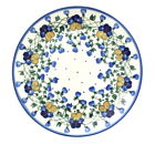 Blue Rose Polish Pottery Pansies Dinner Plate