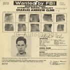 Avis recherché - Charles Andrew Cline/tentative de meurtre - cambriolage - FBI - 1961