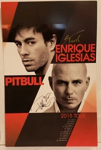 Pitbull & Enrique Iglesias Signed 2015 11x17 Tour Poster Atkins Sports COA - Picture 1 of 5