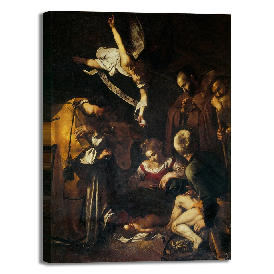 Caravaggio natività design quadro stampa tela dipinto telaio arredo casa - Immagine 1 di 1