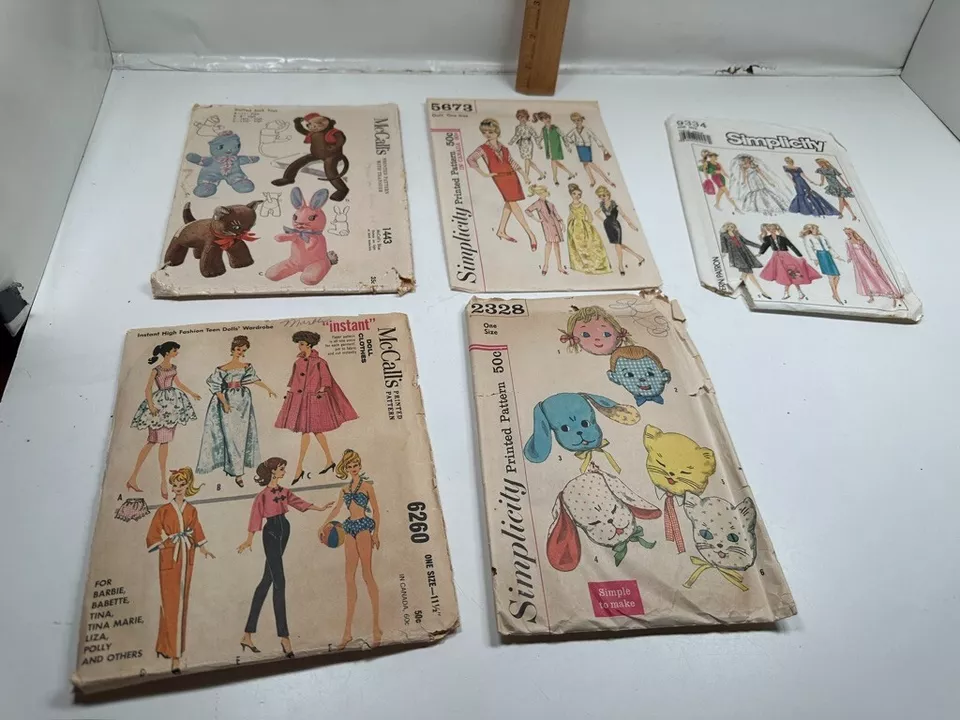 Vintage Simplicity McCalls Patterns Doll Cloths 11.5" Animal Pillows Sock - Image 1 of 4