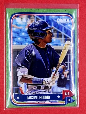 2024 Onyx Vintage Jaison Chourio Green Border SP #/50 Cleveland Foto 1 de 2