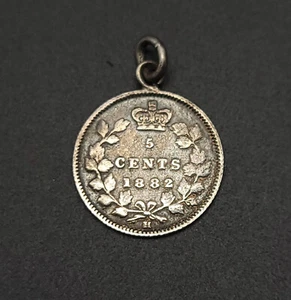 1882H Canada 5c Half Dime Love Token Bracelet Charm SAW SWA AWS ASW WAS WSA - Picture 1 of 2