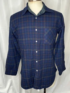 PENDLETON Hemd Herren M Schurwolle Flanell Uhr Tartan kariert Vintage Navy USA - Bild 1 von 4