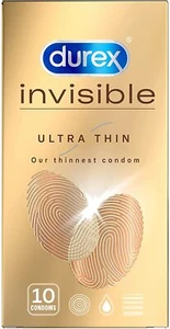 NEW Durex Invisible Condoms Ultra Thin, Pack of 10 - Picture 1 of 6
