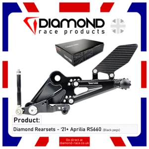 Diamond - Aprilia RS660 - Rearset Footrest Kit - 2021 Models (black/black) - Picture 1 of 8