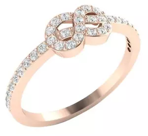 Juego de puntas de oro rosa 14 K de corte redondo de diamantes de corte redondo de 14 K de nudo aniversario SI1 G 5,80 mm - Imagen 1 de 8