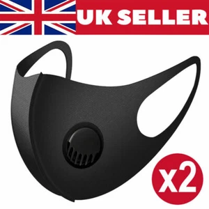 Paquete Único Máscara Facial Válvula de Aire Negra REUTILIZABLE LAVABLE ELÁSTICA FRESCA MÁSCARA DELGADA - Imagen 1 de 13