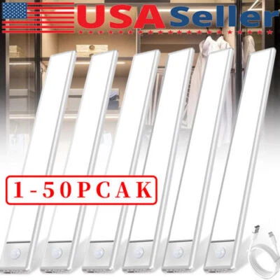 LED Motion Sensor Under Cabinet Closet Light USB Rechargeable Kitchen Lamp Strip - Image 1 of 4