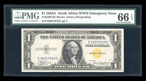 DBR 1935-A $1 North Africa Silver Fr. 2306 IC Block PMG 66 EPQ Serial I36017019C - Picture 1 of 2